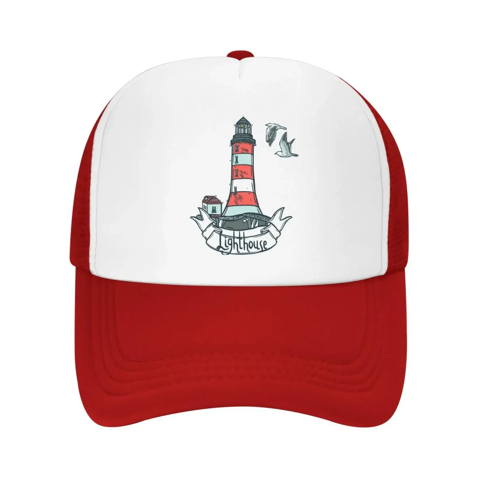 New Lighthouse Seagulls And Waves Mesh Trucker Cap Breathable Dad Hat