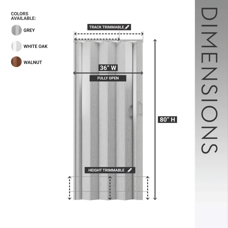 Accordion Achieve Applications Applications including Available Available standard Bedrooms Closure Door Standard 36 W PVC Folda