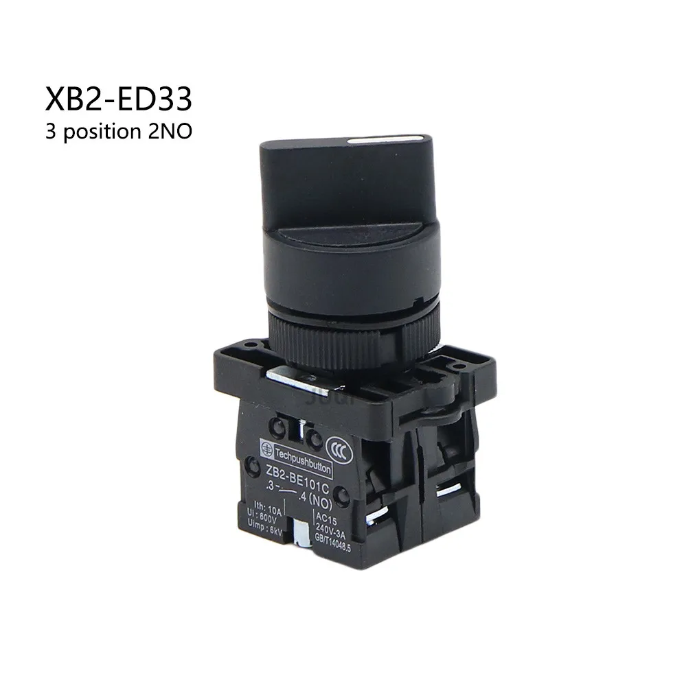 22mm XB2-ED21/XB2-ED33 Knob switch  2/3 Positions Latching Self-Locking Selector Knob Switch 10A/600V Rotary switch