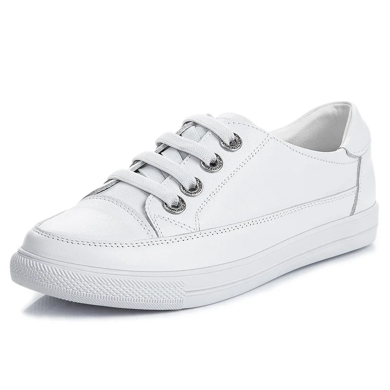 Genuine Leather Women Casual Jogging Sneakers Plus Size Spring Summer Skate Trainers Ladies Little White Vulcanized Shoes Woman