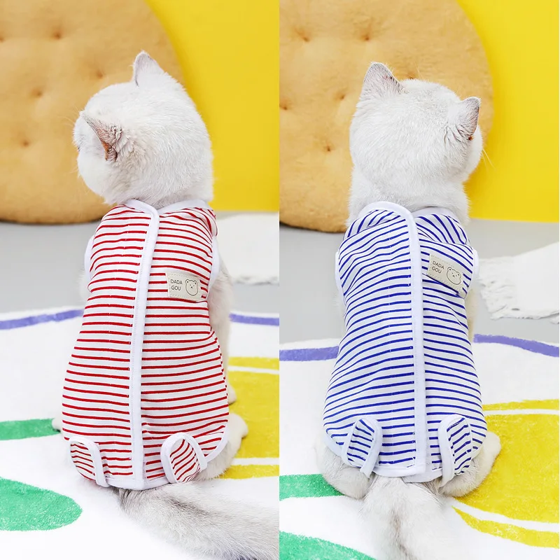 Terno de esterilização listrado, Roupa cirúrgica pós-parto gato, Terno de desmame anti-lambendo, Pet Supply