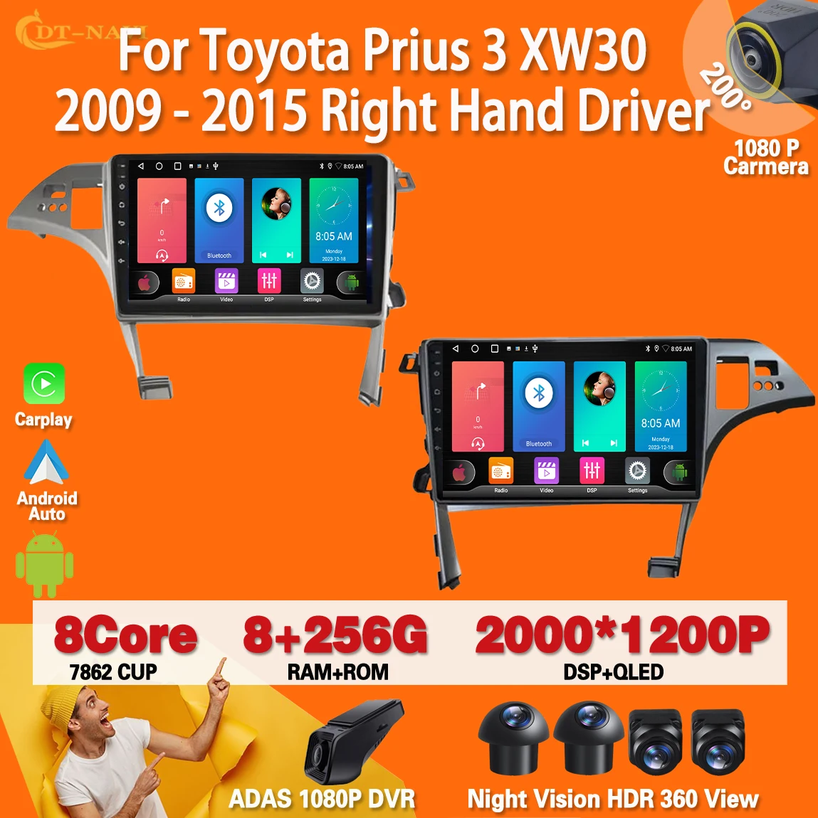 

Android For Toyota Prius 3 XW30 2009 - 2015 Right Hand Driver iRadio Carplay Auto Radio Stereo Multimedia Player Navigation