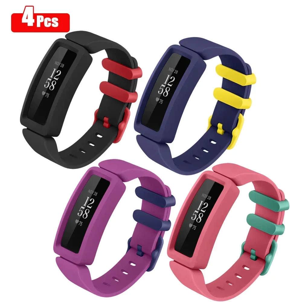 

4 Packs Sport Band For Fitbit inspire/inspire 2/inspire HR/Ace 2/Ace 3 Strap TPU Bracelet For Fitbit Luxe Wristband Replacement