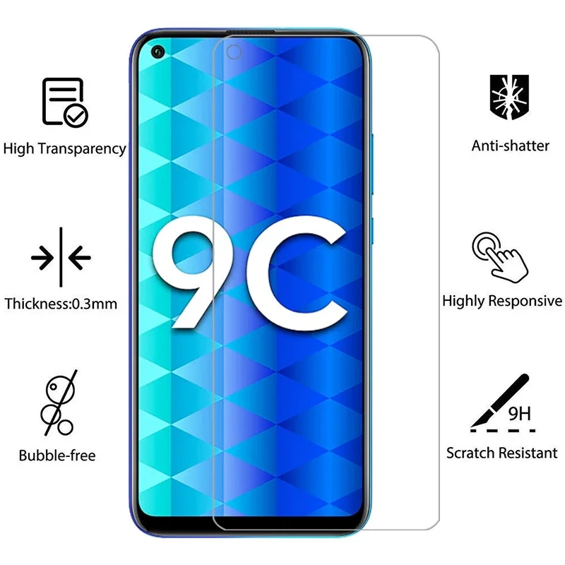 case for huawei honor 9c cover screen protector tempered glass on honor9c 9 c c9 protective phone coque bag 360 honer onor honr image 2