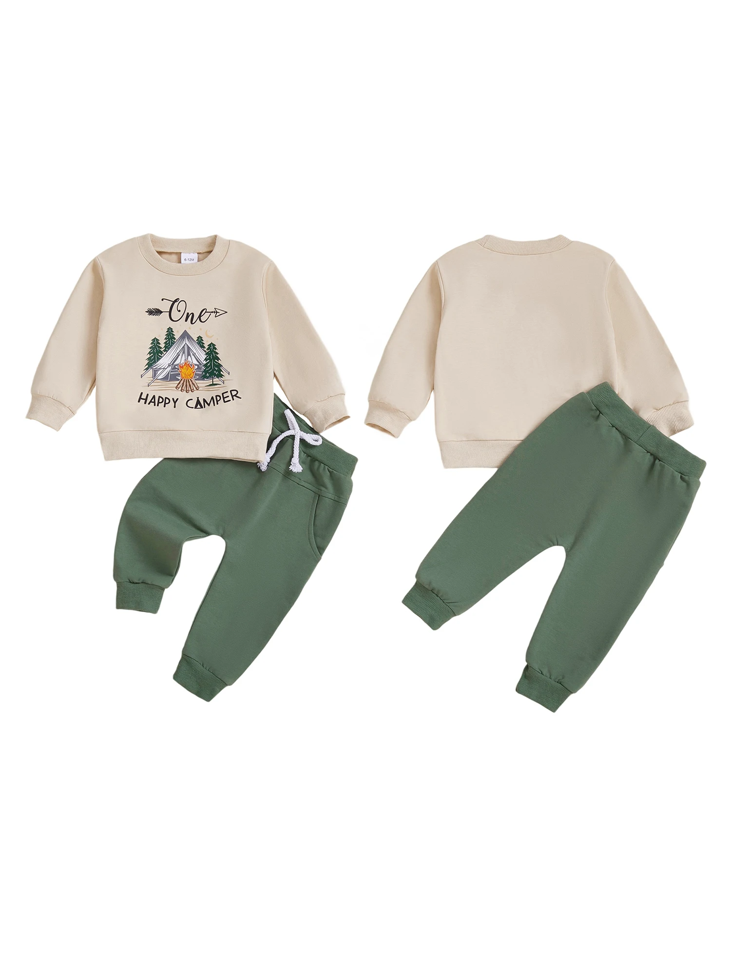 

Adorable Baby Boys Autumn Clothing Set Stylish Tree Print Sweater with Matching Solid Color Trousers 2 Piece Birthday Ensemble