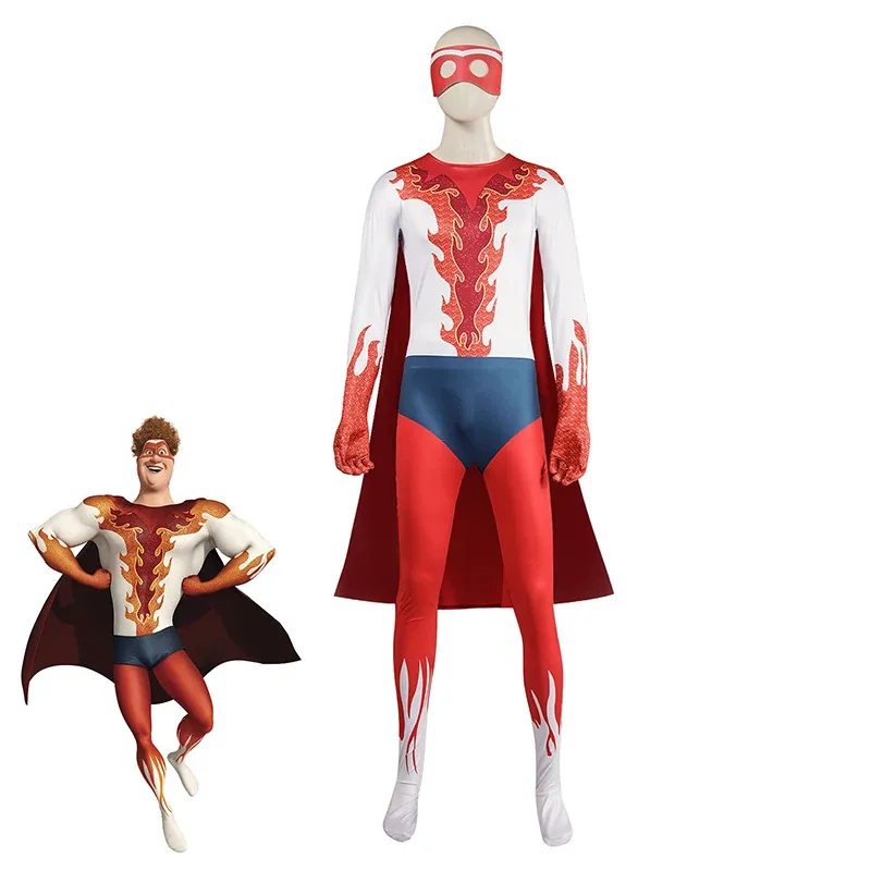 أزياء الهالوين بدلة قفز Megamind التأثيرية وعباءة Metro City Anime Movie خارقة بدلة كرنفال للحفلات