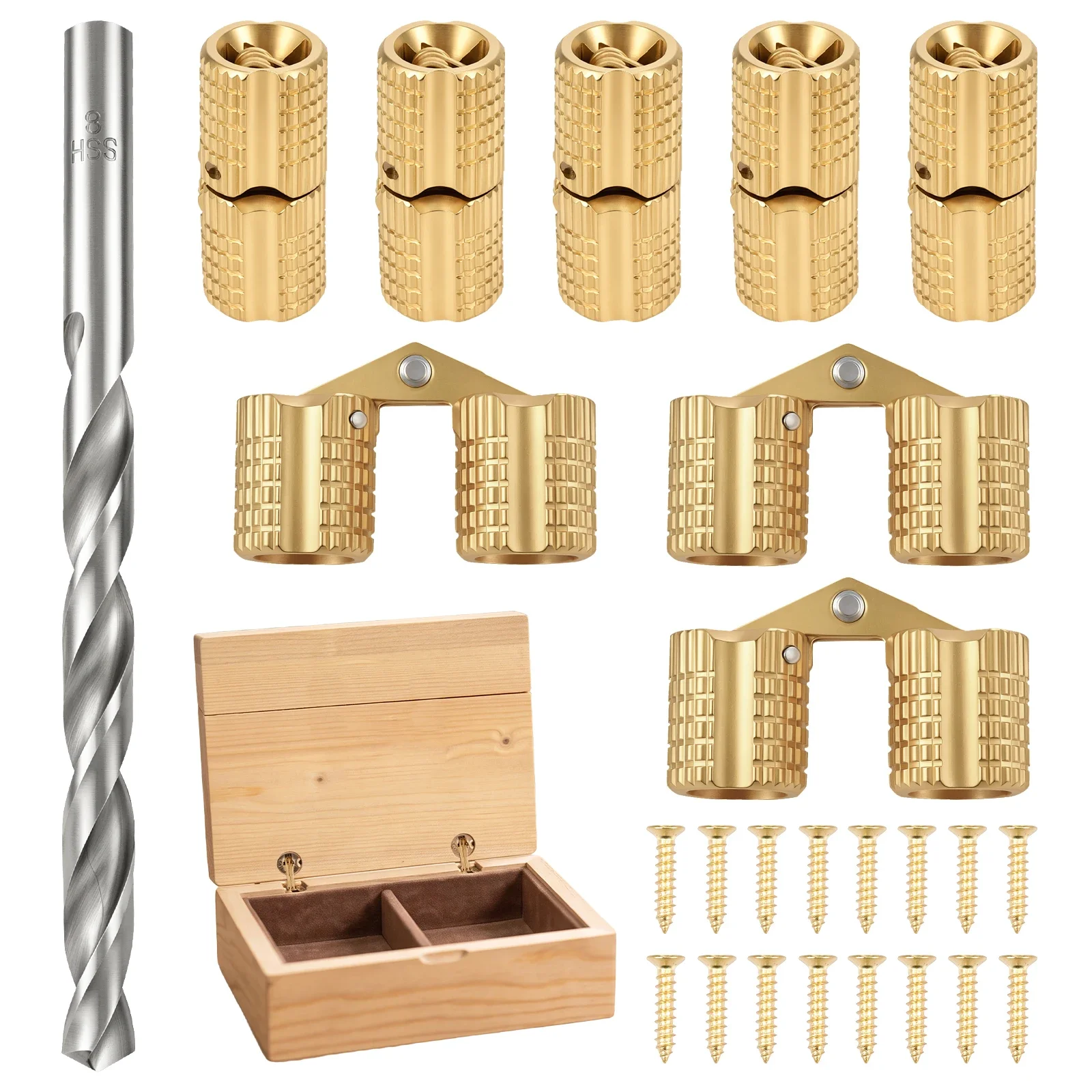 Hidden Brass Barrel Hinge 18mm Concealed Box Hinge Kit 180 Degree Invisible Hinge With Drill Bit For Jewelry Wooden Ring Keepsak