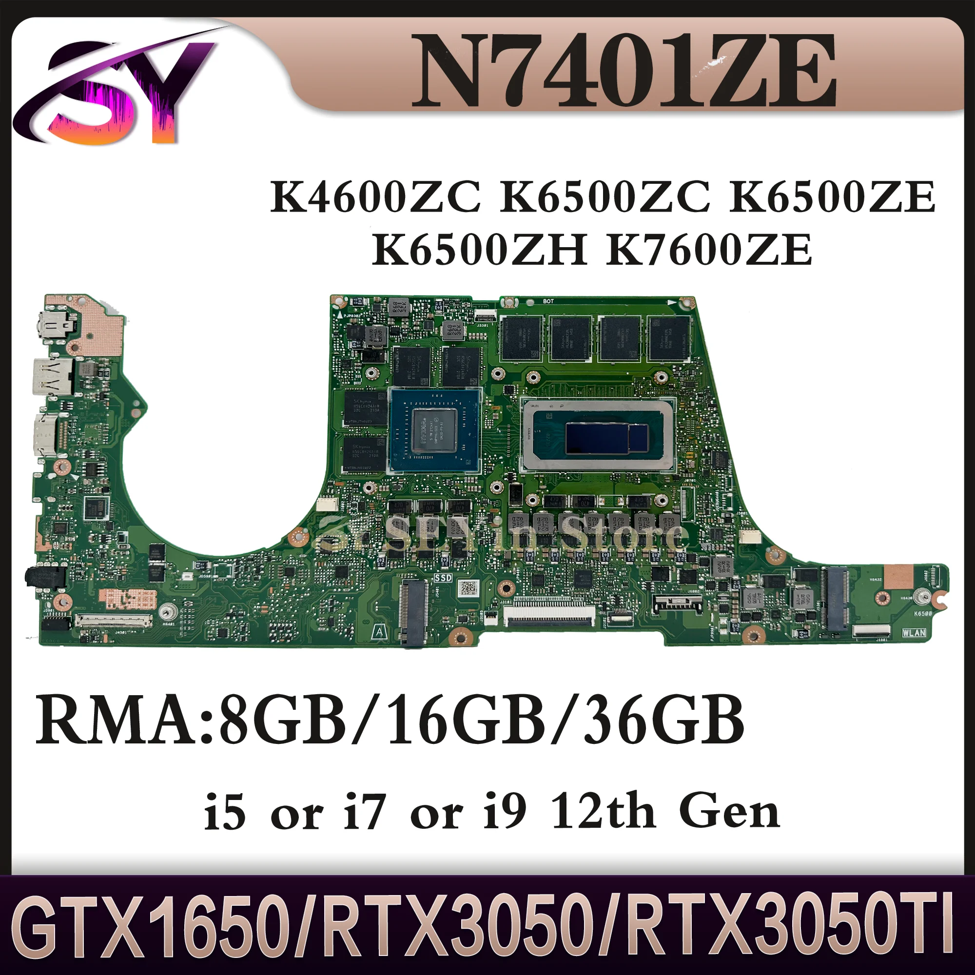 

Mainboard For ASUS K6500ZC K6400ZC K6500ZE K6500Z N7401ZE N7600ZE K6500ZH Laptop Motherboard i5 i7 i9 12th