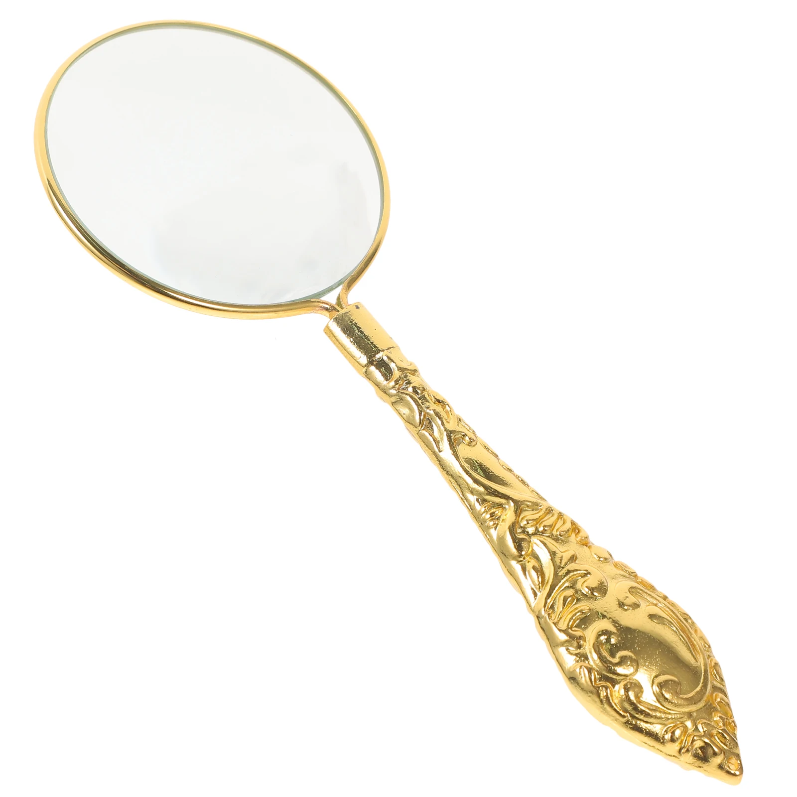 

Handheld Flower Handle Magnifying Glass 45mm Golden Metal Mirror 5x Reading Glasses Repair Tool Portable Elderly