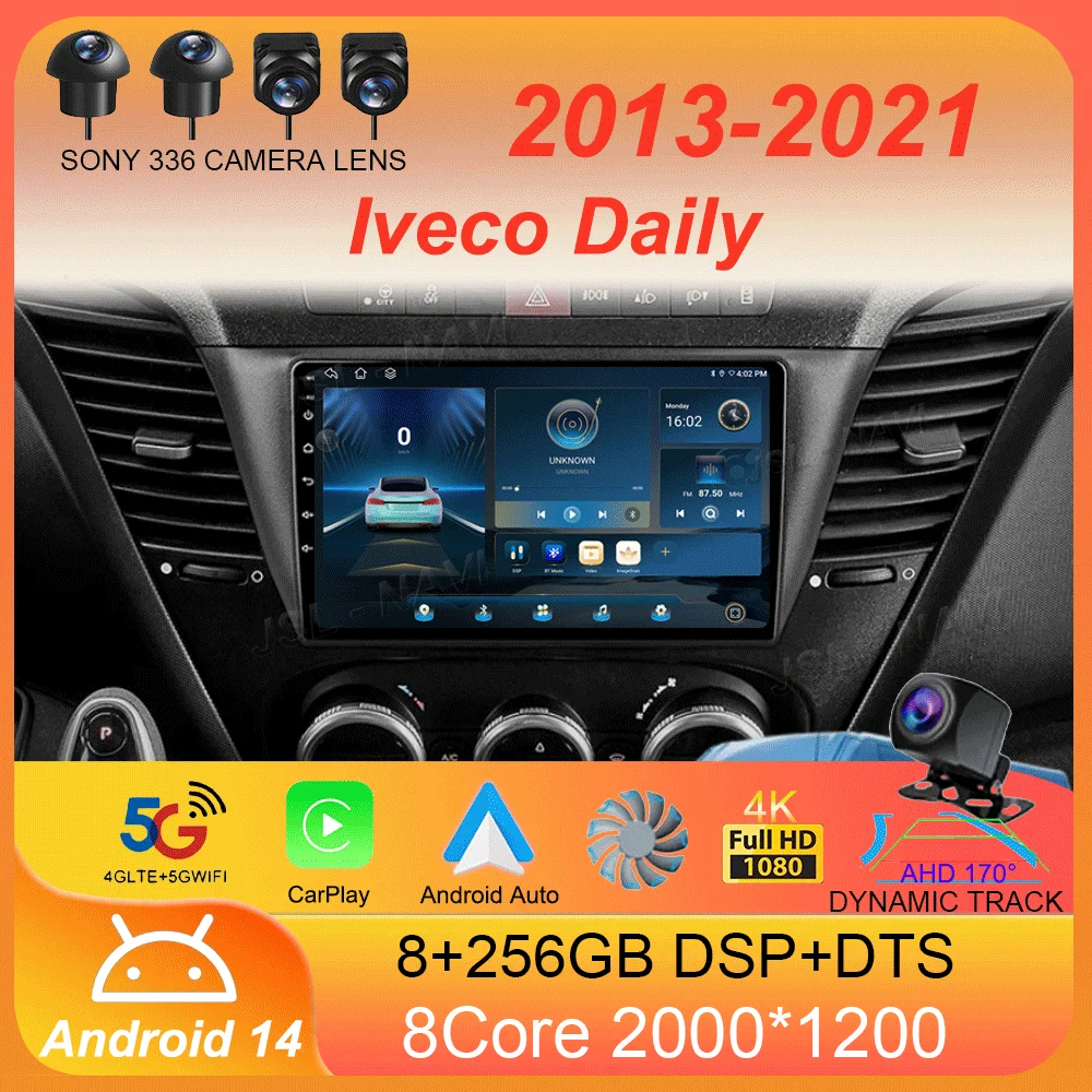 

Car Radio Android 14 Carplay Auto WIFI+4G For Iveco Daily 2013-2021 Multimedia Video Player Navigation GPS Autoradio 2din 2 Din