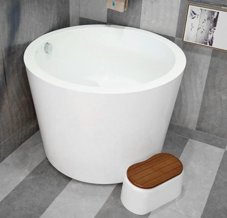 Bathroom Bathtub,Corner Install Round Shape Bathtub Very Small Deep Soaking Japanese Bath Tub