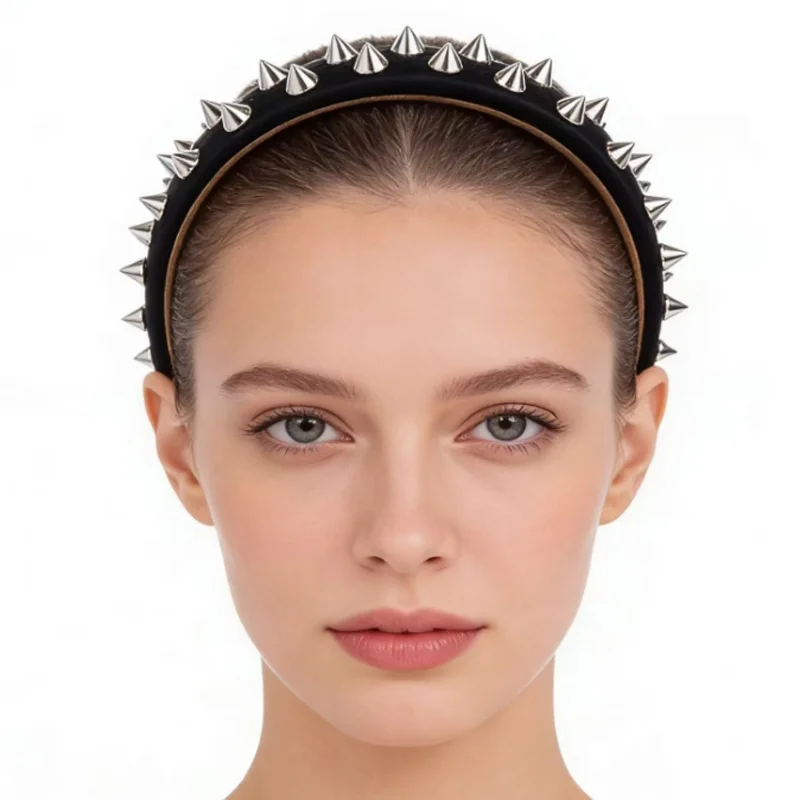 

Многофункциональный кожаный ободок для волос с заклепками, 8 цветов, широкий, для женщин, аксессуар для волос, индивидуальный дизайн