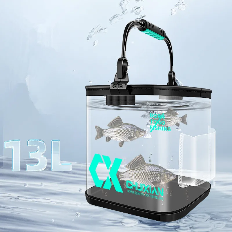 13L foldable live fish bucket EVA thickened fish bucket portable water tank fishing gear live fish box accessories tool