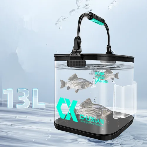 Imagen 2 del producto Cubo plegable para peces vivos de 13L, cubo para peces grueso de EVA, tanque de agua portátil, equipo de pesca, caja para peces vivos, herramienta de accesorios
