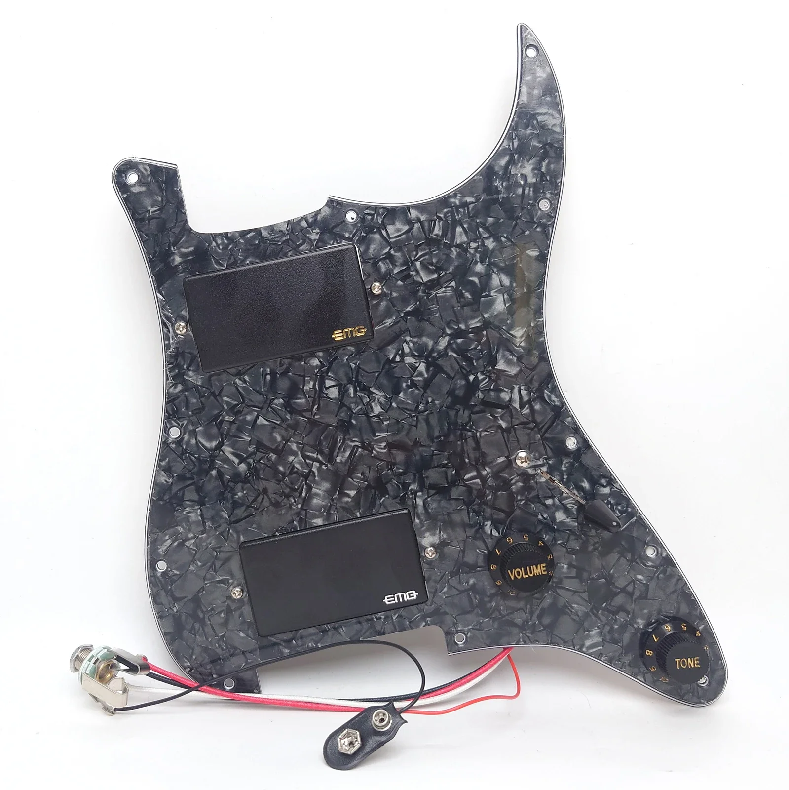 Guitar Prewired Loaded Pickguard Set HH Active Humbucker Pickups Black for St Guitars Replacement Parts