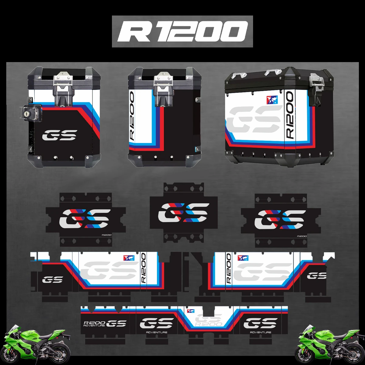 

Panniers 40 GS For BMW R1200GS R1200 GS ADV Triple Black Adventure 2019-2023 2022 2021 2020 Motorcycle Aluminum Box Sticker Case