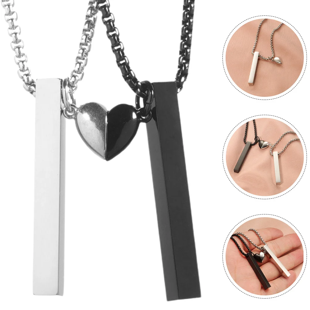 

1Pair Stainless Steel Heart Charm Necklace Couples Matching Jewelry Romantic Gift for Boyfriend Girlfriend Necklace for Couples