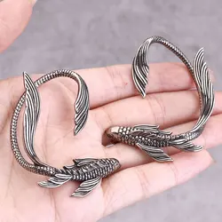 Fashion Creative Design Long Tail Fish Stud Earring Women Elf Ear Stainless Steel Jewelry Masquerade Party Earring Gift