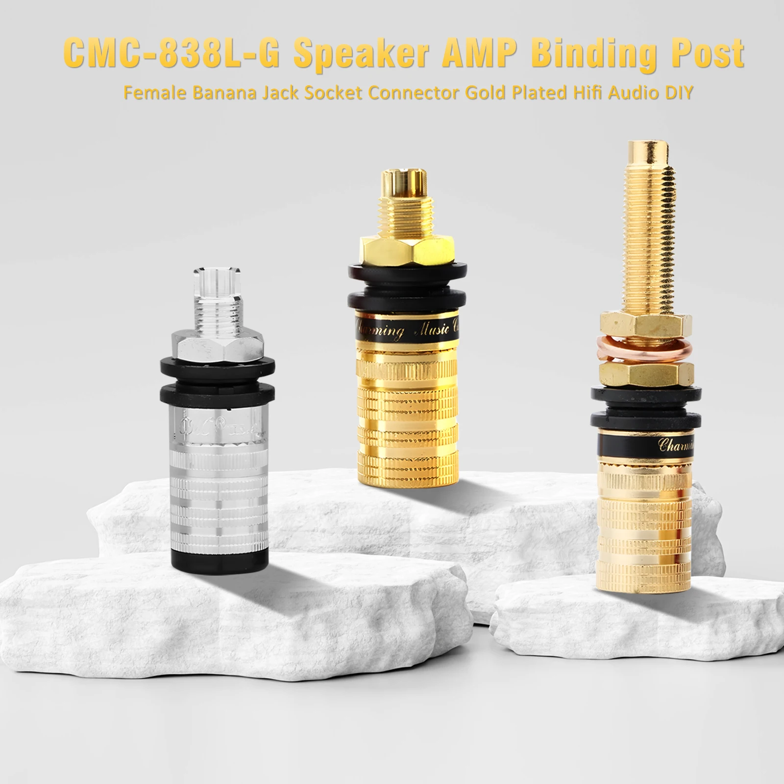 

Audio Brass Binding Posts 24K Gold Plated Sold Banana Jack CMCStyle Silver Plated binding post