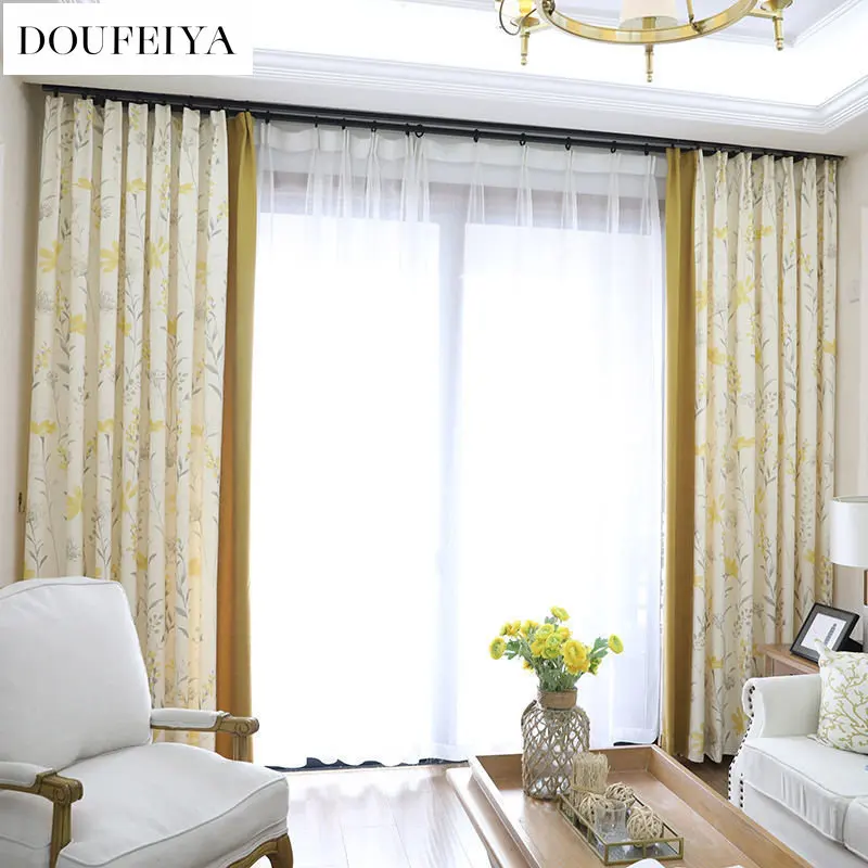 

Curtains for Living Room Bedroom Kitchen Custom American-style Cotton and Linen Fresh Pastoral Floral Window