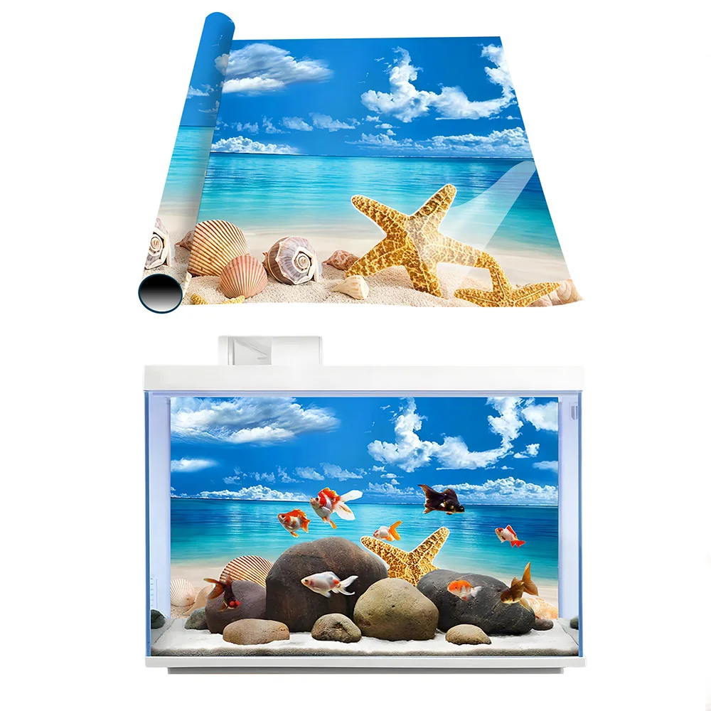 Starfish shell, Fish tank background painting, Aquarium background sticker,Front self-adhesive,  Fish tank landscaping decor