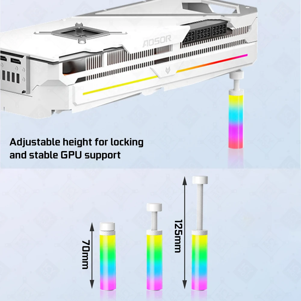 ARGB Mini VGA Bracket Vertical Spiral Rod 5V3PIN Light Synchronization Support Height 70mm-125mm Bracket MOD GR125