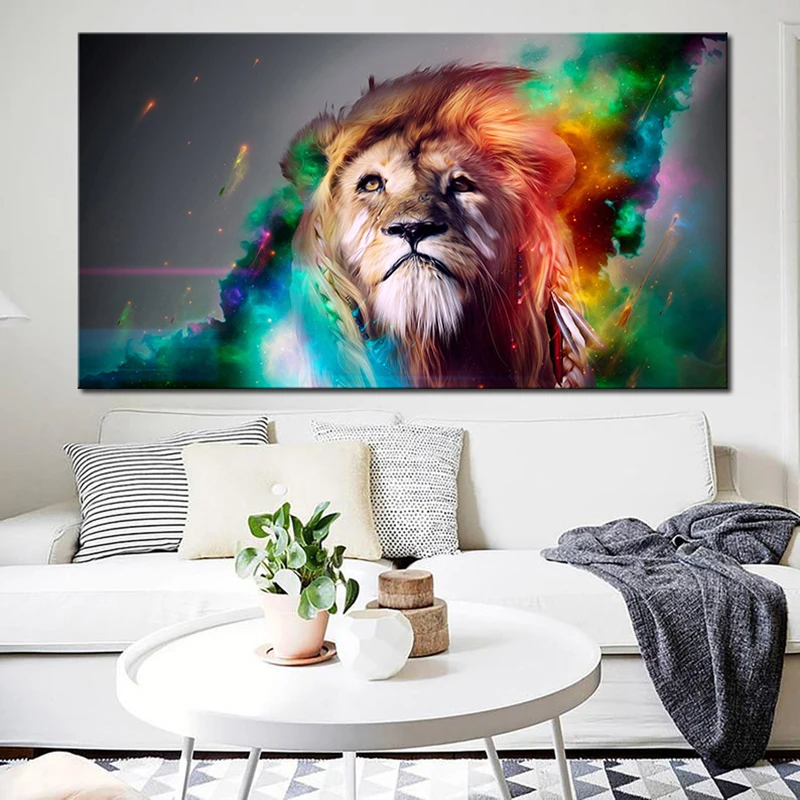 

Colorful Lion Abstract Posters and Prints Canvas Painting Animal Wall Art Pictures Canvas Print for Kids Room Home Decor