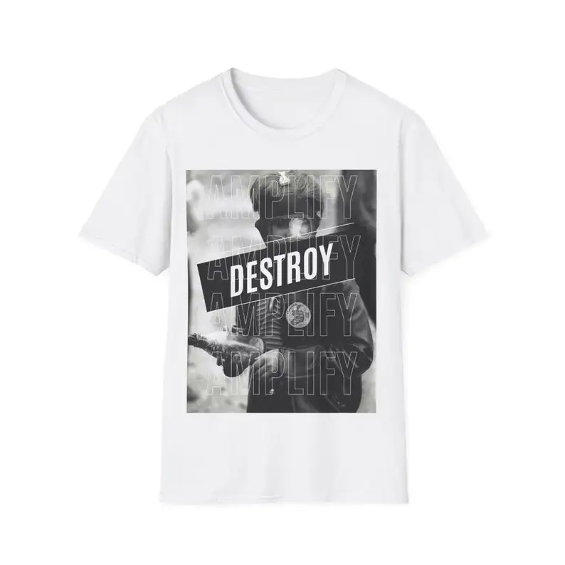 UTR Classic Fit AmplifyDestroy Print Tee Shirt Black White Ireland Irish Protest Belfast Punk Rock