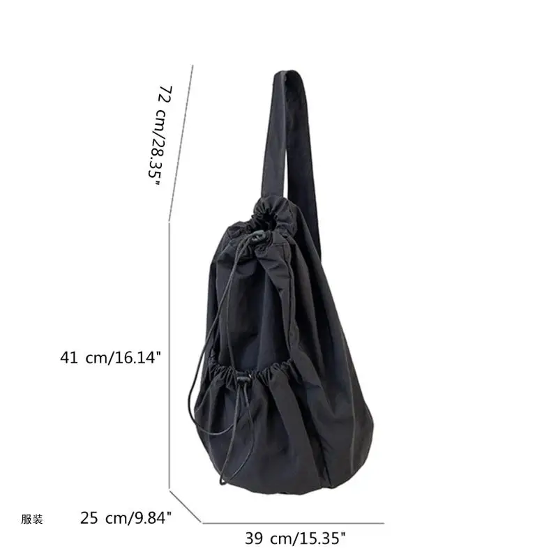 D0UD Fashion Drawstring Ruched Bag Korean Crossbody Shoulder Bag Large Capacity