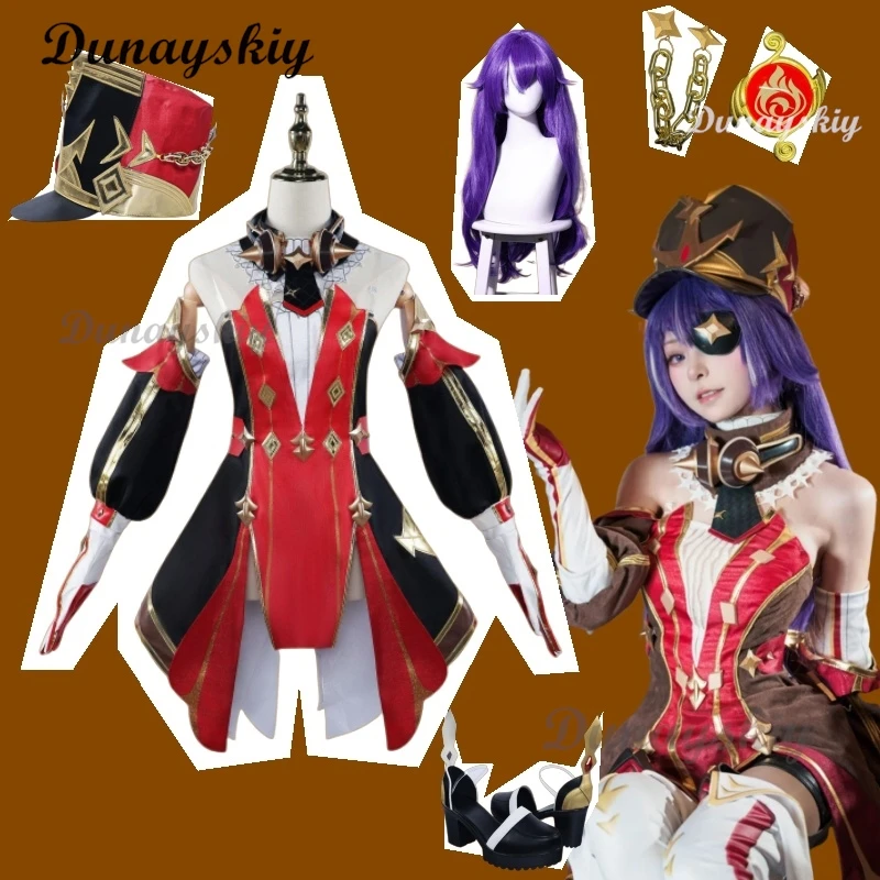 Chevreuse Cosplay Kostuum Hoed Pruik Schoenen Spel Genshin Impact Pak Fontaine Leider Jurk Vrouwen Halloween Carnaval Party Outfits