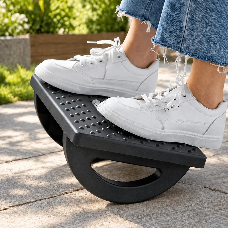 Portable Foot Stool for Home and Office with Ergonomic Design and Built-In Massage Rollers