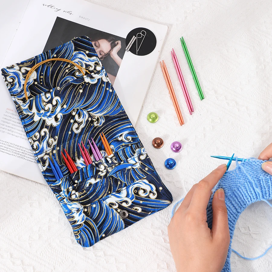 

Circular Knitting Needles Set Interchangeable Crochet Hooks DIY Weaving Yarn Knitting Tools Accessories Kit With Storage Bag