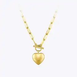 ENFASHION Heart Pendant Necklaces For Women Gold Color Stainless Steel Choker Necklace Fashion Jewelery Party Wholesale P203148