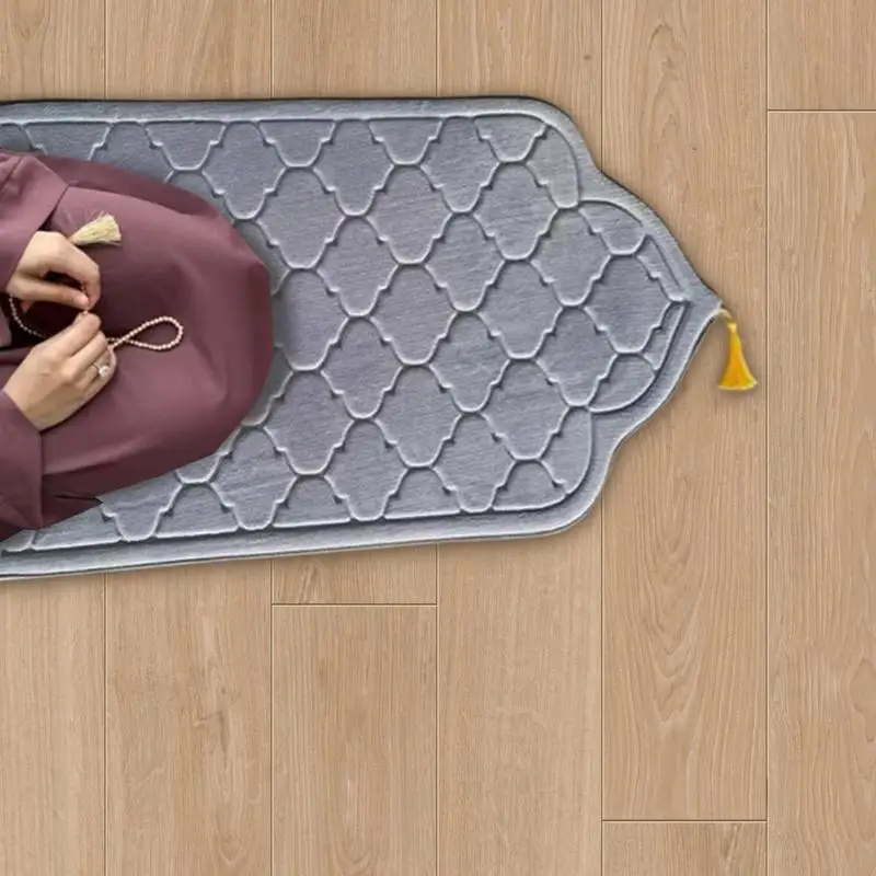 Flannel Irregular Prayer Mat Flannel Prayer Mat For Kneel Embossed Irregular Floor Carpets With Tassel For Women Men Festival