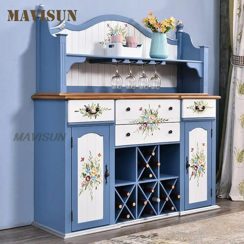 

American Country Sideboard European Retro Locker Living Room Wine Cabinet Partition Cabinet Kitchen Porch Wine New Cupboard