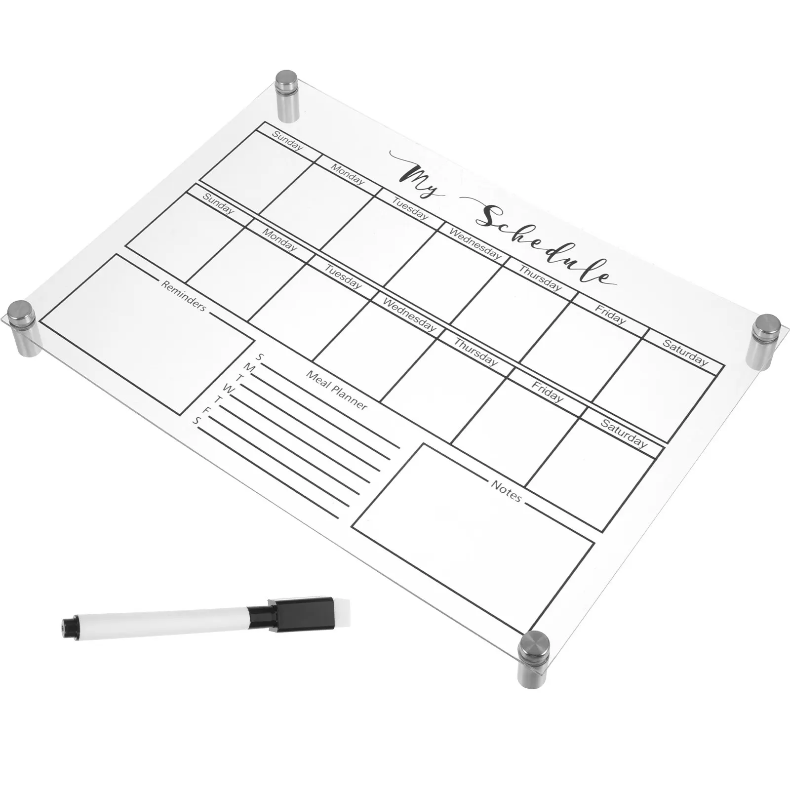

1Set Acrylic Message Board Small Desktop Dry Erase Board Erasable Clear Whiteboard for Home Office School Planning Notes
