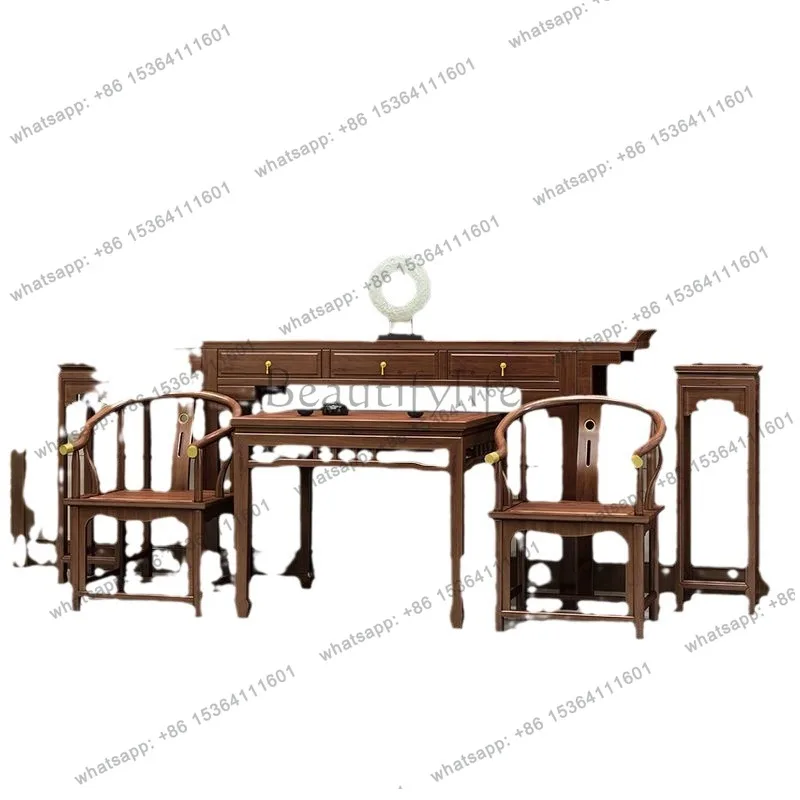 Solid wood antique Zhongtang six-piece set of furniture Taishi chair four-piece set