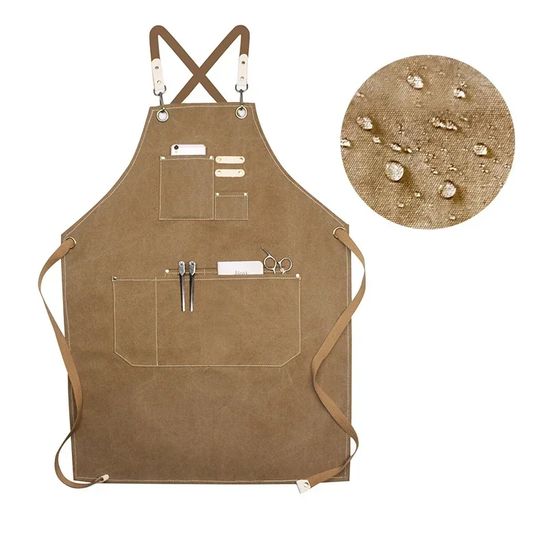 

Korean Style Thick Canvas Apron for Hairdressers, Baristas, Florists & Restaurants, Durable Kitchen Work Apron