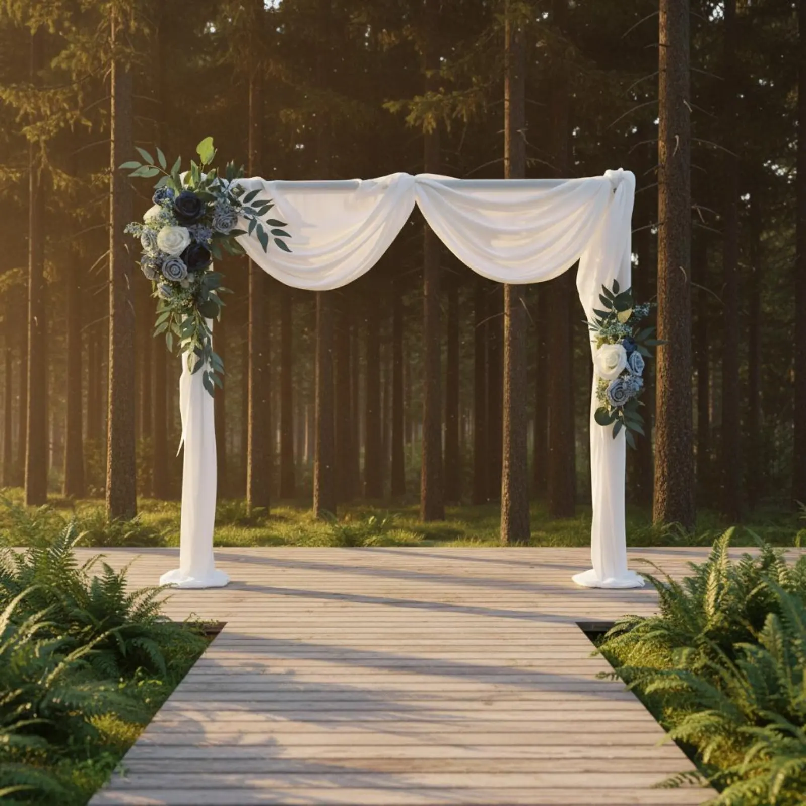 

2 Pieces Wedding Arch Flower Set Rustic Design Corner Floral Arrangement Artificial Flower Swag Set Ready to Use