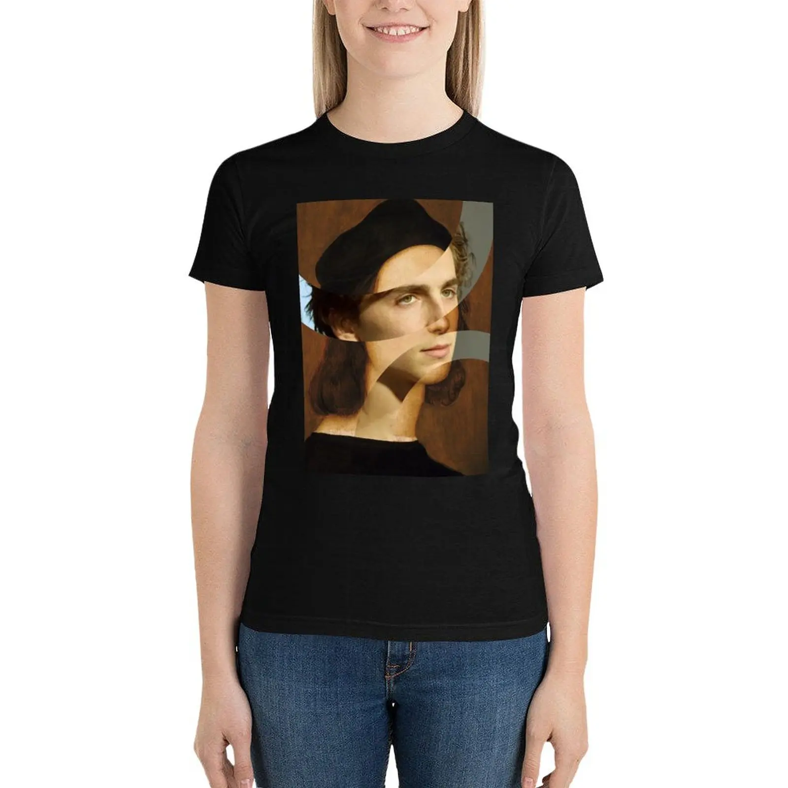 Self Portrait of Raphael and Timothee Chalamet T-Shirt plus size tops funny plus size t shirts for Women loose fit