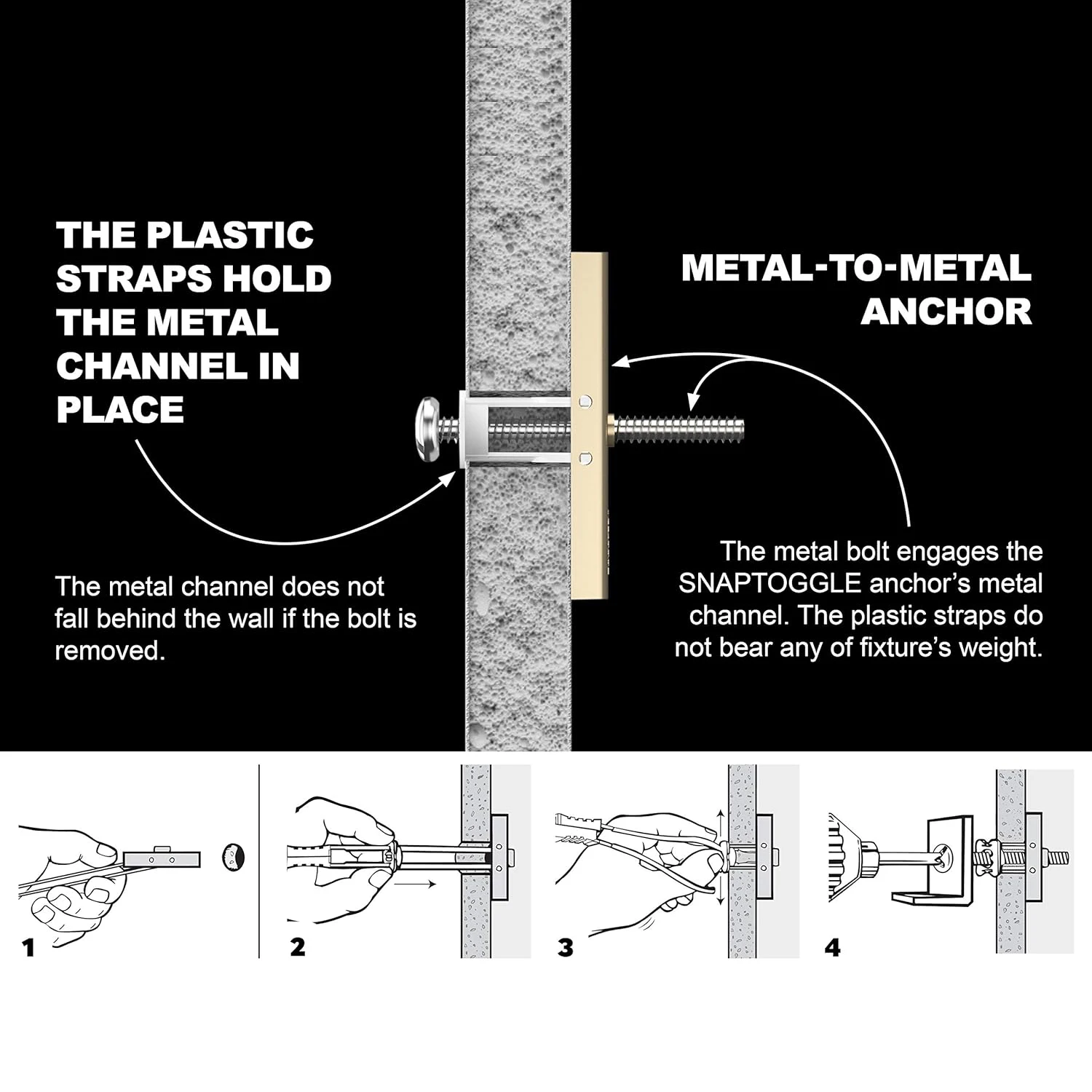 Drywall Anchor with Included Bolts for 1/4-20 Fastener Size;  Heavy Duty Hollow Drywall Anchors for TV Mounting Kit