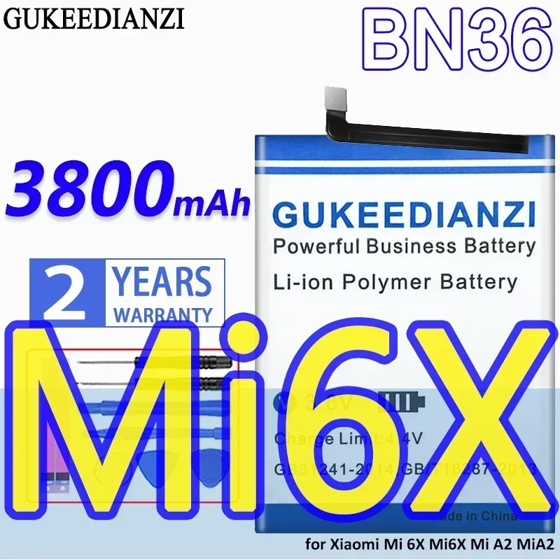 

Компактная батарея 3800 мАч для Xiaomi Mi 6X Mi6X Mi A2 MiA2, BN36, аккумулятор мобильного телефона