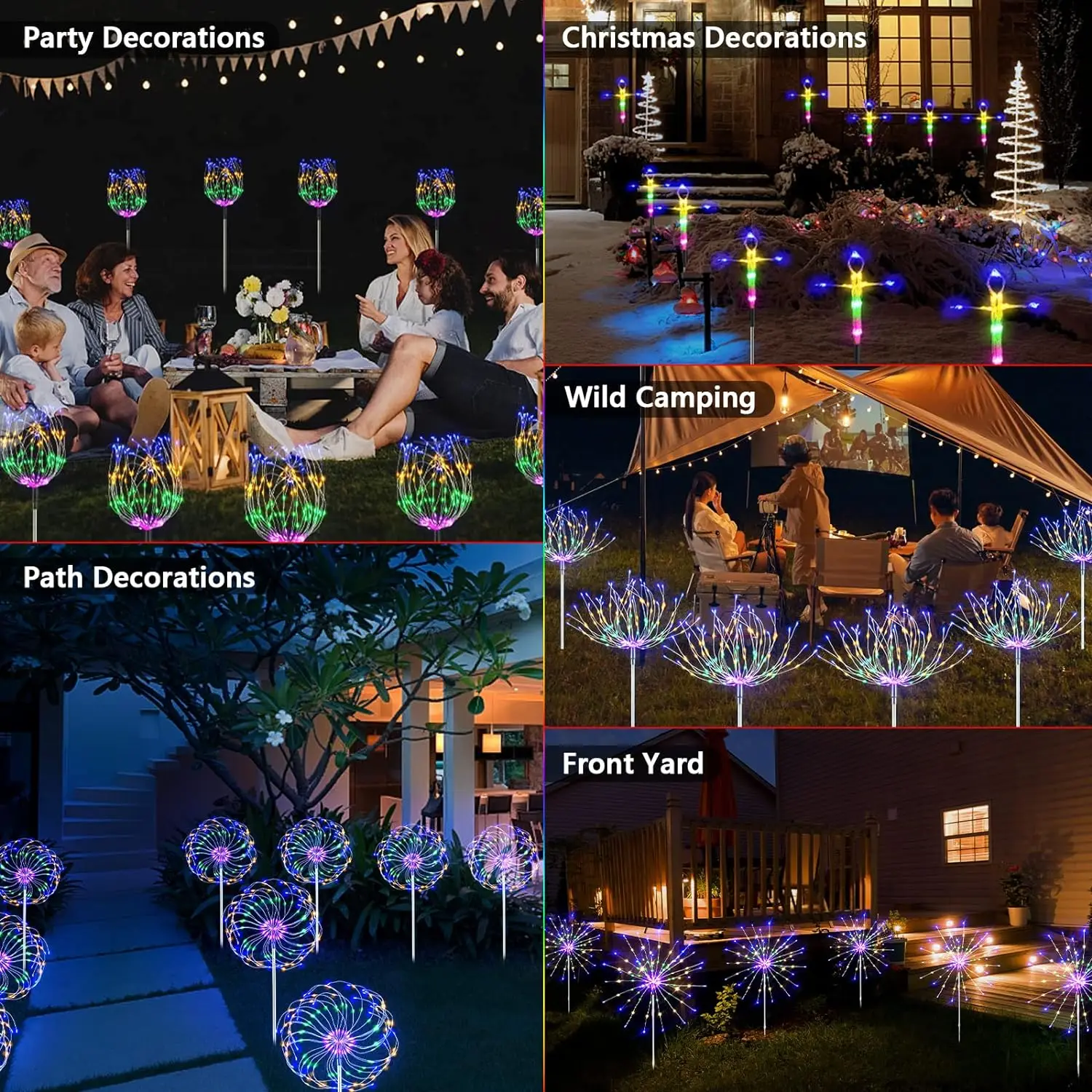 Waterproof Outdoor Firework Lights Solar Fairy Lights For Garden Christmas Party Wedding DIY Decoration LEDs Garden Flower Light