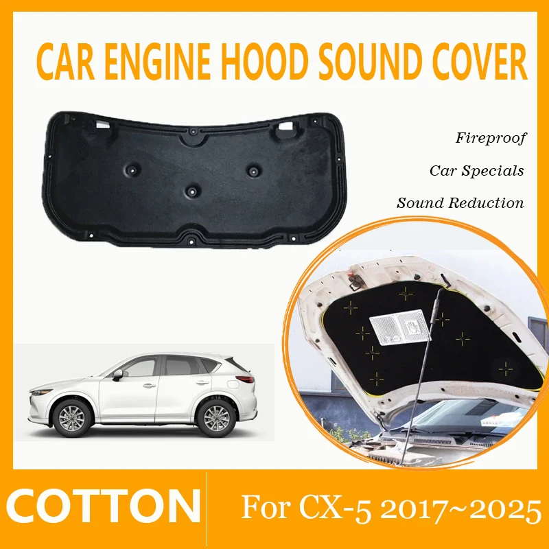 

Car Engine Hood Sound Covers For Mazda CX-5 CX5 CX 5 KF 2017~2025 Fireproof Front Insulation Heat Shades Sound Proof Accessories