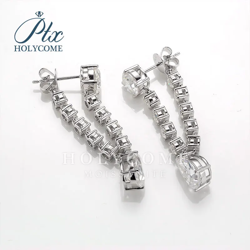 Holycome Jewelry Silver and 18K White Gold Stud Earrings 1Pair Stone Synthetic Moissanite ODM OEM Jewelry Factory