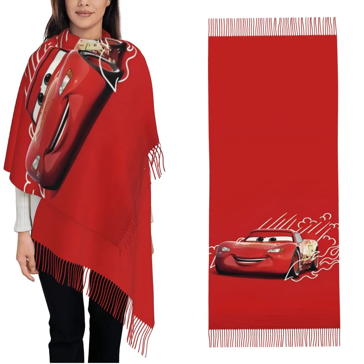 Women's Scarf with Tassel Lightning Mcqueen 95 Large Soft Warm Shawl Wrap Daily Wear Cashmere Scarf