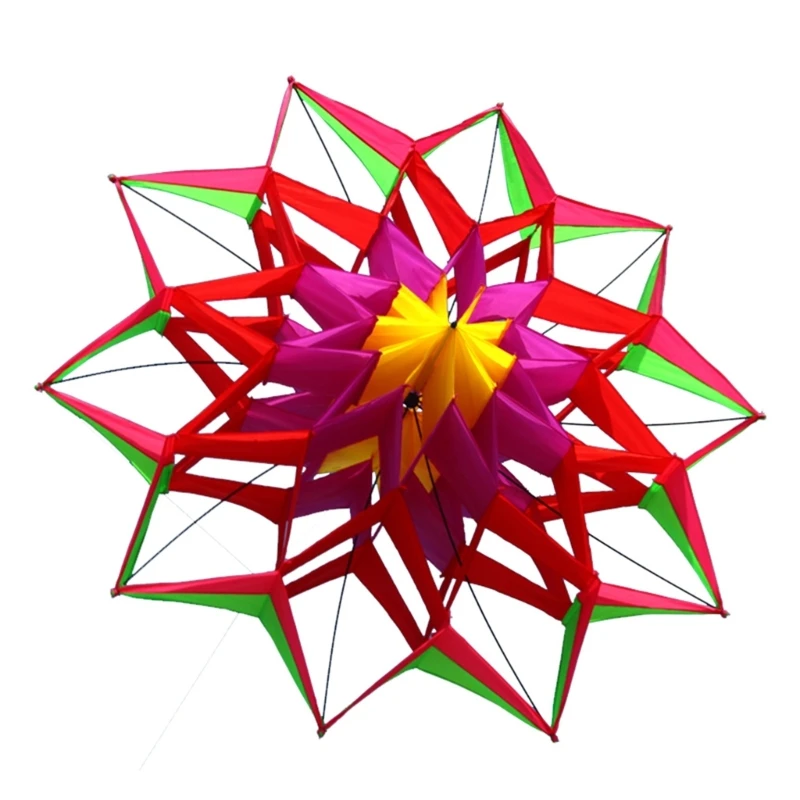 Premium Checkered Fabric 3D Flower Kites Handmade For Boys Outdoor Play Stable Flight In Strong Winds 15UB