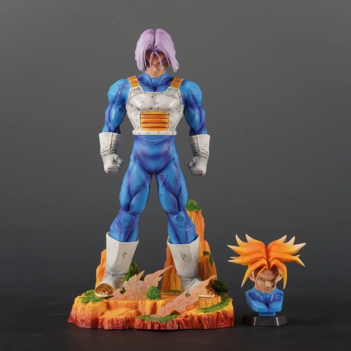 

30cm/11.81in Dragon Ball Z Trunks Double head replaceable anime peripheral Action Figures PVC Statue Collection Model Toys Gifts
