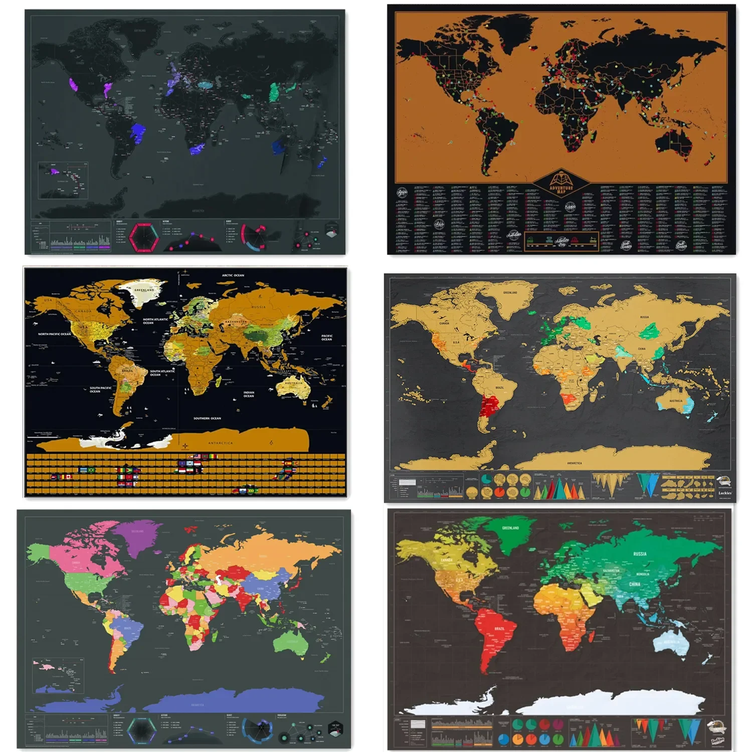 

International Erase Scratch Maps - Explore Adventure Maps 58X83 CM - Deluxe Scratch Off Maps Travel Poster Room Office Decor