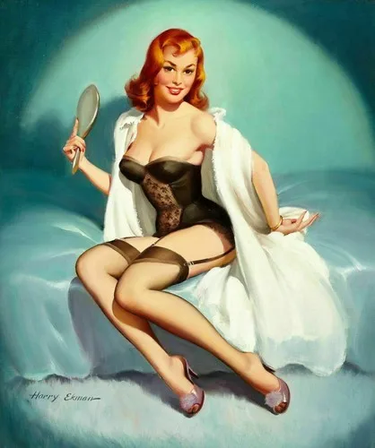 Letrero metálico estilo vintage Pin Up With Mirror para decoración del hogar, la caseta o la cueva del hombre.